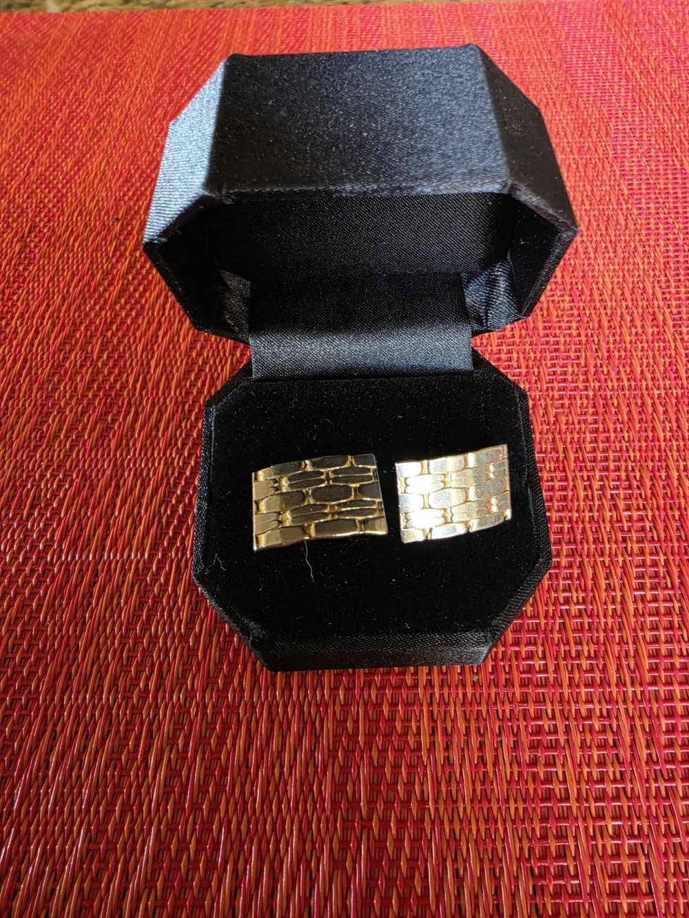 Silver/Gold-Tone Men's Cufflinks - Classic Linked Panel - Vintage - EUC